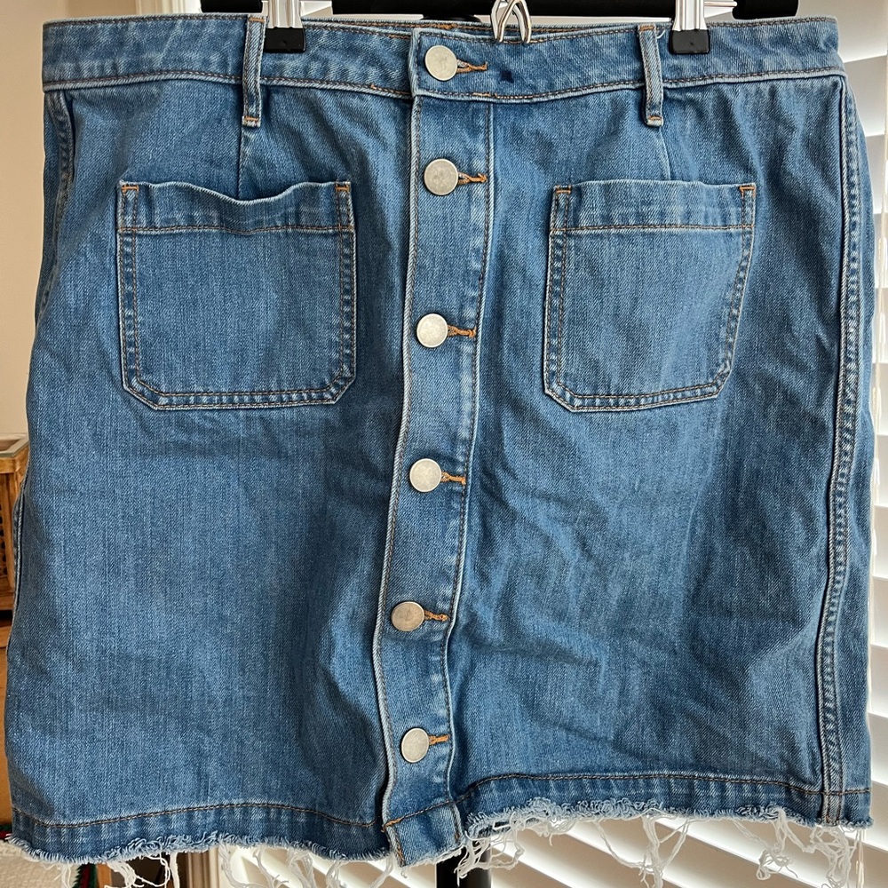 Loft Button Down Jean Skirt